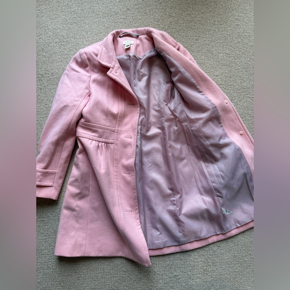 J Crew Pink Coat Wool Button Front Size 4 Petite - Picture 6 of 9